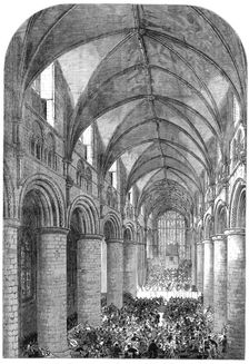 The Gloucester Music Festival: the nave of the Cathedral looking west, 1865. Creator: Unknown
