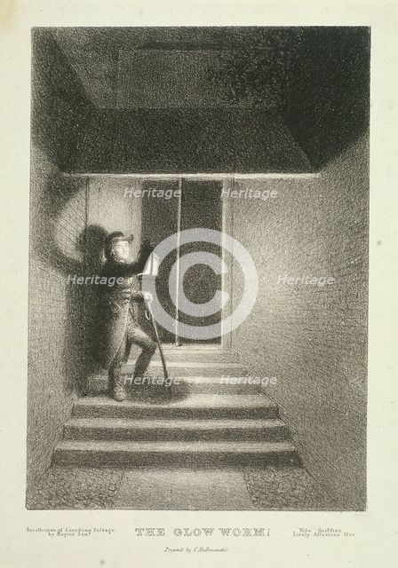 'The Glow Worm'; a watchman with his lantern in Lansdown Passage, Westminster, London, c1820. Artist: George Hayter