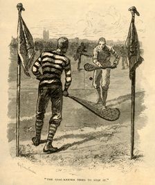 "The Goal-Keeper Tries To Stop It". 1881. Creator: Unknown