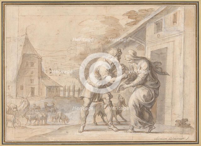 The Goatherd Lamon Handing the Infant Daphnis to His Wife Myrtele, after 1606. Creator: Ambroise Dubois.