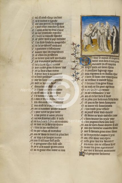 The God of Love between the Personifications of Bad Mouth and Abstinence, about 1405. Creator: Unknown.