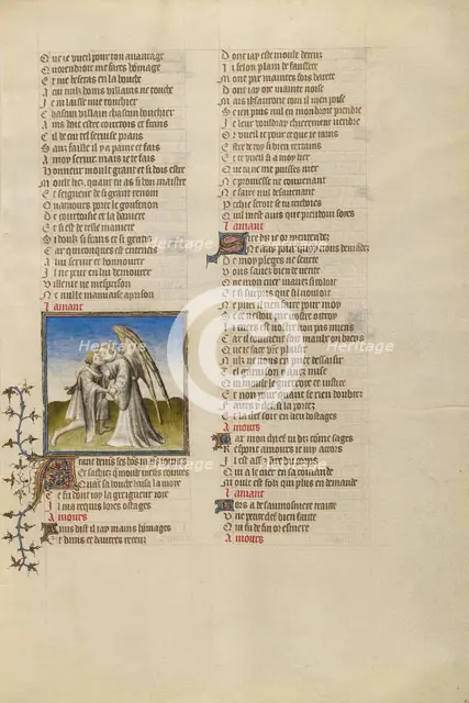 The God of Love Kissing the Lover; Roman de la Rose about 1405. Creator: Unknown.