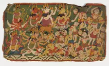 The Goddess Ambika Leads the Mother Goddesses in Battle (recto); Text (verso)..., early 18th century Creator: Unknown
