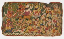 The Goddess Ambika Leads the Mother Goddesses in Battle (recto); Text (verso)..., early 18th century Creator: Unknown