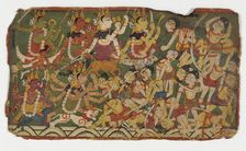 The Goddess Ambika Leads the Mother Goddesses in Battle (recto); Text (verso)..., early 18th century Creator: Unknown