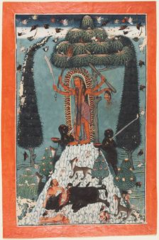 The Goddess Kali Standing upon a Mountaintop, c. 1730. Creator: Master of the court of Mandi (Indian), attributed to