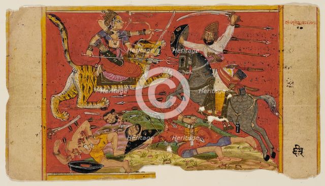 The Goddess in Battle (recto); The Goddess with Her Vanquished Foes (verso)..., c1700. Creator: Unknown.