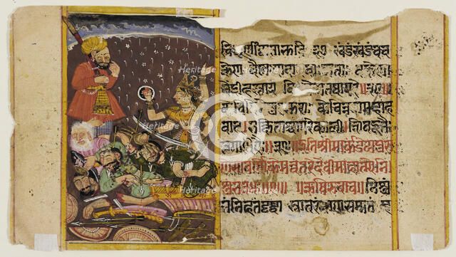 The Goddess in Battle (recto); The Goddess with Her Vanquished Foes (verso)..., c1700. Creator: Unknown.