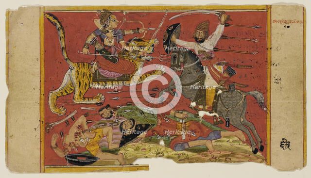 The Goddess in Battle (recto); The Goddess with Her Vanquished Foes (verso)..., c1700. Creator: Unknown.