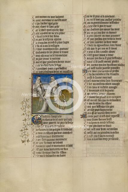 The Goddess of Fortune Turning the Wheel in the Presence of Heraclitus..., about 1405. Creator: Unknown.