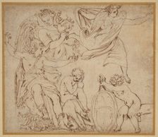 The Goddess Roma, the Wolf of Rome with the Infants Romulus and Remus...between 1538 and 1547. Creator: Perino del Vaga