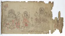 The Goddess Vasudhara Flanked by Kubera and a Fragmentary Durga , dated 1651. Creator: Unknown