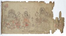 The Goddess Vasudhara Flanked by Kubera and a Fragmentary Durga , dated 1651. Creator: Unknown