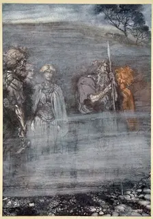 The Gods grow wan and aged at the loss of Freia 1910. Creator: Arthur Rackham