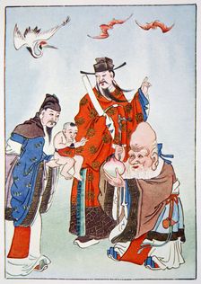 The Gods of Happiness, Office and Longevity, 1922. Creator: Unknown