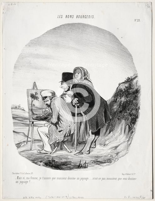 The Good Bourgeois, Plate 23: "But yes, my dear, I assure you that this gentleman is drawing..., 184 Creator: Honoré Daumier (French, 1808-1879).