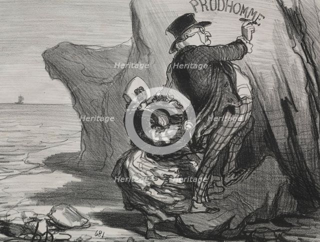 The Good Bourgeois (plate 3): I want to leave an imperishable monument of our visit..., 1854. Creator: Honoré Daumier (French, 1808-1879).