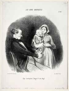 The Good Bourgeois, plate 40: Papa contemplates a likeness of his likeness, 1847. Creator: Honoré Daumier (French, 1808-1879)