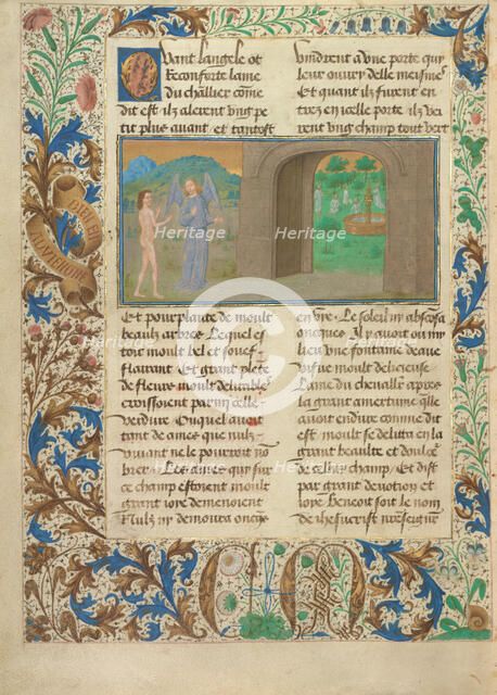 The Good But Not Very Good are Nourished by a Fountain; Les Visions du chevalier Tondal, 1475. Creator: Simon Marmion.