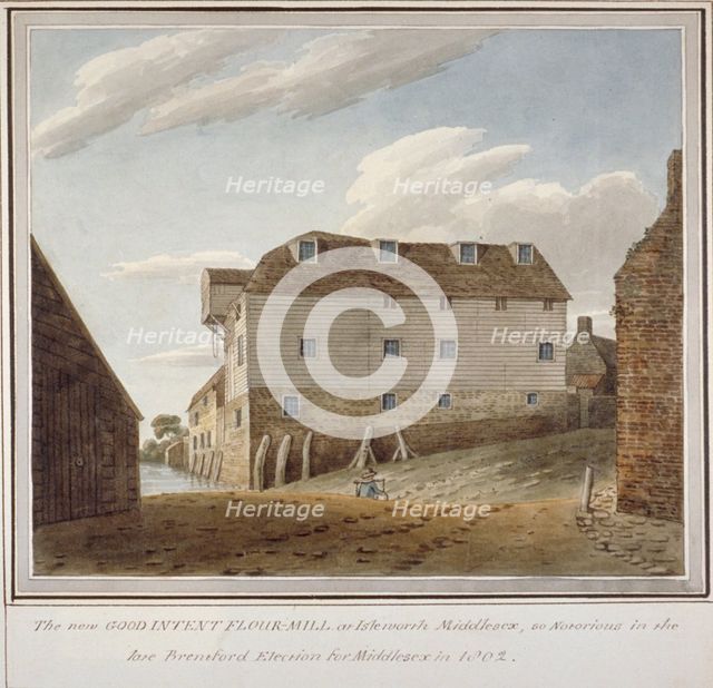 The Good Intent Flour Mill, Isleworth, Middlesex, c1802. Artist: Anon