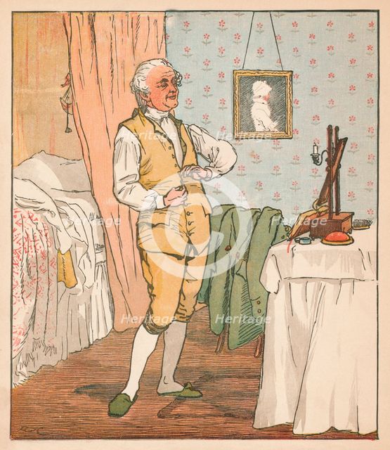 The good man of Islington dressing, c1879. Creator: Randolph Caldecott.