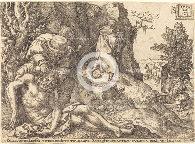 The Good Samaritan Ministering to the Traveler, 1554. Creator: Heinrich Aldegrever.