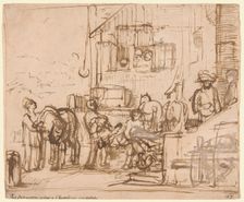 The Good Samaritan Arriving at the Inn, c.1660. Creator: Constantijn van Renesse