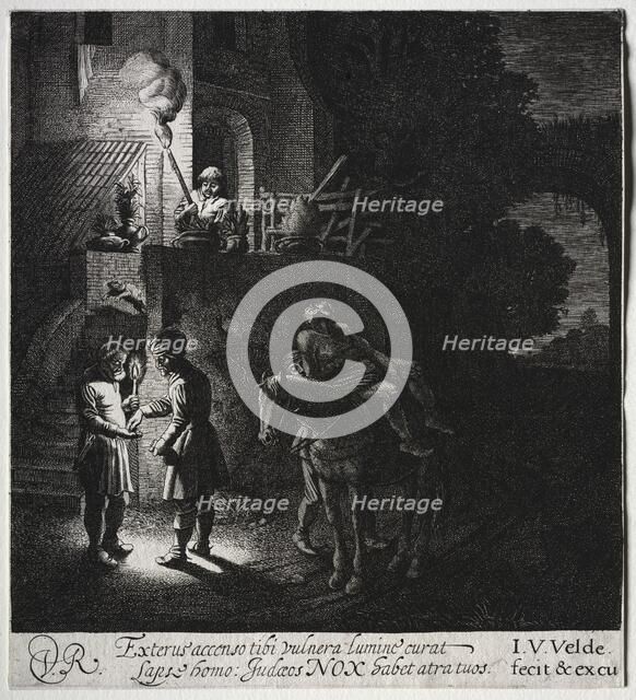 The Good Samaritan Paying the Innkeeper. Creator: Jan van de Velde (Dutch, 1620-1662).