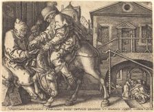 The Good Samaritan Paying for the Lodgings of the Traveler, 1554. Creator: Heinrich Aldegrever