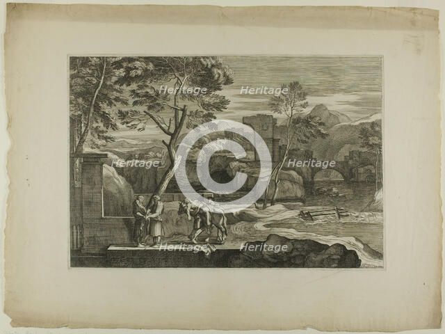 The Good Samaritan Takes the Wounded Man from his Donkey, 17th century. Creator: Sébastien Bourdon.