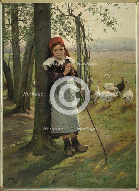 The Goose Girl, ca 1885. Creator: Brozík, Vaclav (1851-1901).