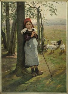 The Goose Girl, ca 1885. Creator: Brozík, Vaclav (1851-1901)