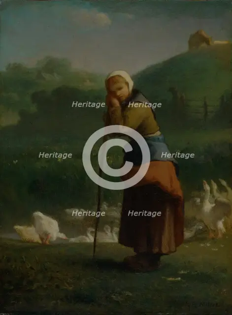 'The goose girl at Gruchy', 1854-6. Creator: Jean Francois Millet.