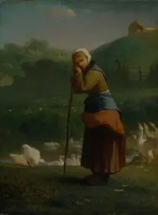 The goose girl at Gruchy 1854-6. Creator: Jean Francois Millet