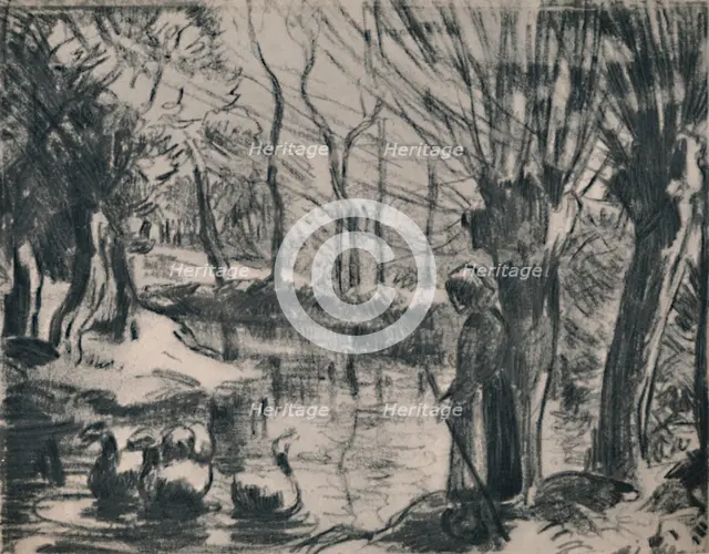 'The Goose Girl', c.1870s, (1946). Artist: Camille Pissarro.