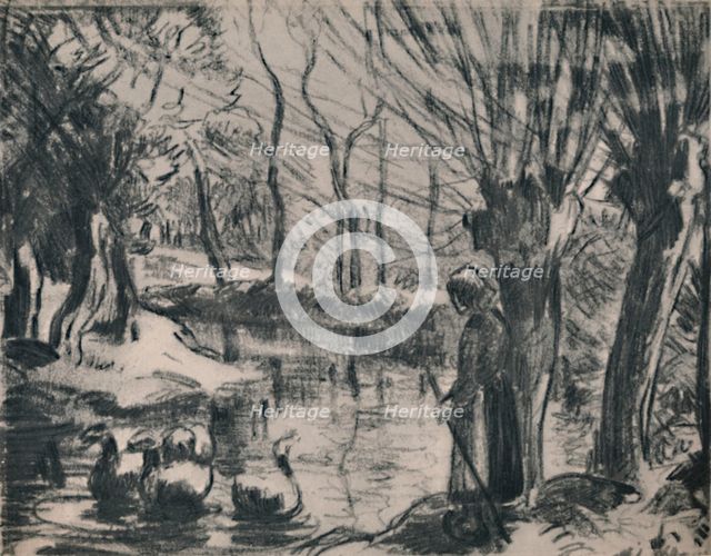 'The Goose Girl', c.1870s, (1946). Artist: Camille Pissarro.