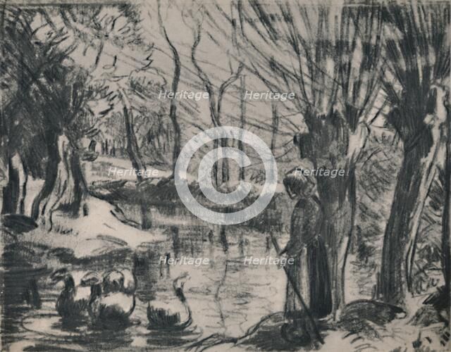 'The Goose Girl', c.1870s, (1946). Artist: Camille Pissarro.