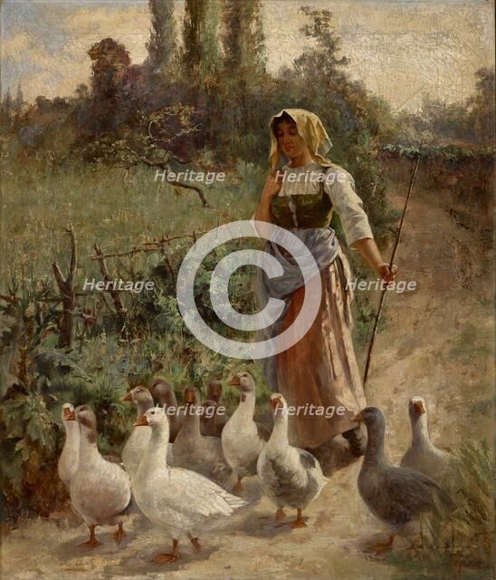 The Goose Girl, Picardy, France, before 1921. Creator: Margaret A. Rudisill.