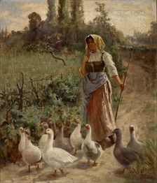 The Goose Girl, Picardy, France, before 1921. Creator: Margaret A. Rudisill