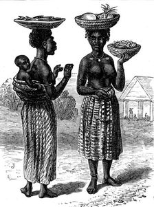 The Gold Coast and Ashantee War: women at market, Cape Coast Castle, 1873. Creator: Unknown