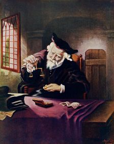 The Gold Weigher 1908-1909. Creator: Salomon Koninck