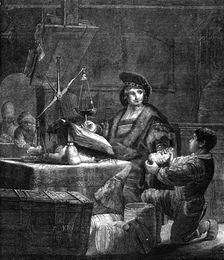 "The Gold-Weigher," etching by Rembrandt, 1870. Creator: Unknown