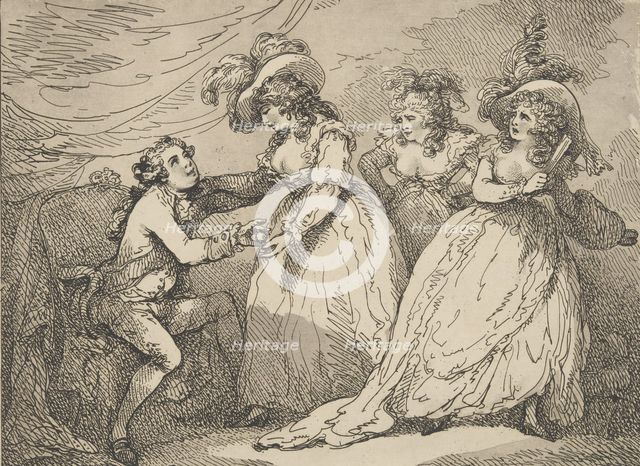 The Golden Apple, or the Modern Paris, March 2, 1785., March 2, 1785. Creator: Thomas Rowlandson.
