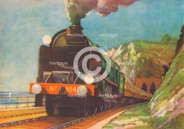 'The Golden Arrow, S.R., leaving Shakespeare's Cliff, Dover', 1940. Artist: Unknown.