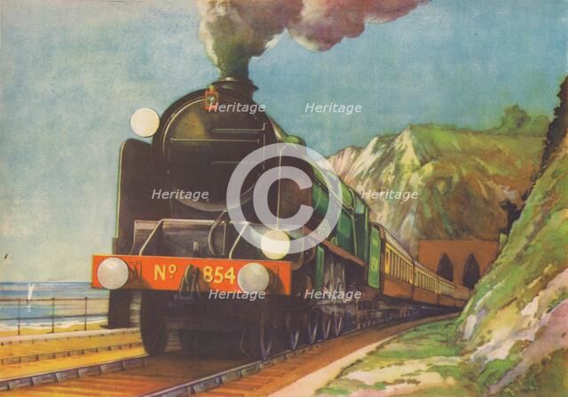 'The Golden Arrow, S.R., leaving Shakespeare's Cliff, Dover', 1940. Artist: Unknown.