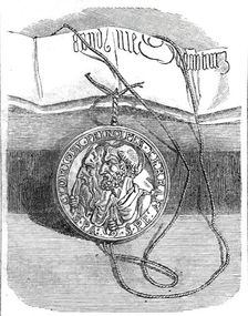 The Golden Bull of Clement VII. confirming Henry VIII. in the title of Defender of the Faith, 1860. Creator: Unknown