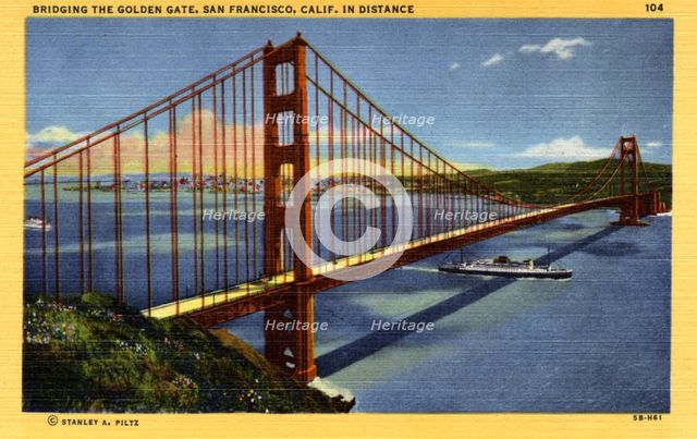 The Golden Gate Bridge, San Francisco, California, USA, 1945. Artist: Unknown