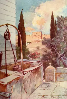 The Golden or Beautiful Gate from the Garden of Gethsemane 1902. Creator: John Fulleylove