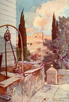 The Golden or Beautiful Gate from the Garden of Gethsemane 1902. Creator: John Fulleylove