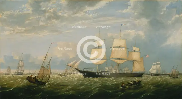 The Golden State Entering New York Harbor, 1854. Creator: Fitz Hugh Lane.